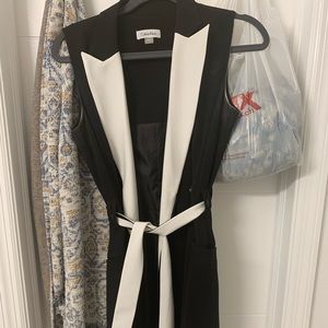 Calvin Klein black and white office dress